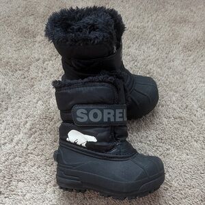 Sorel Black Snow Boots with Polar Bear Design - Toddler Size 7